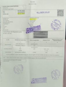 pollution test certificate JB Motors