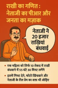 राखी बंधवाते नेता पिता पुत्र चुनावी प्रचार का नया हथियार